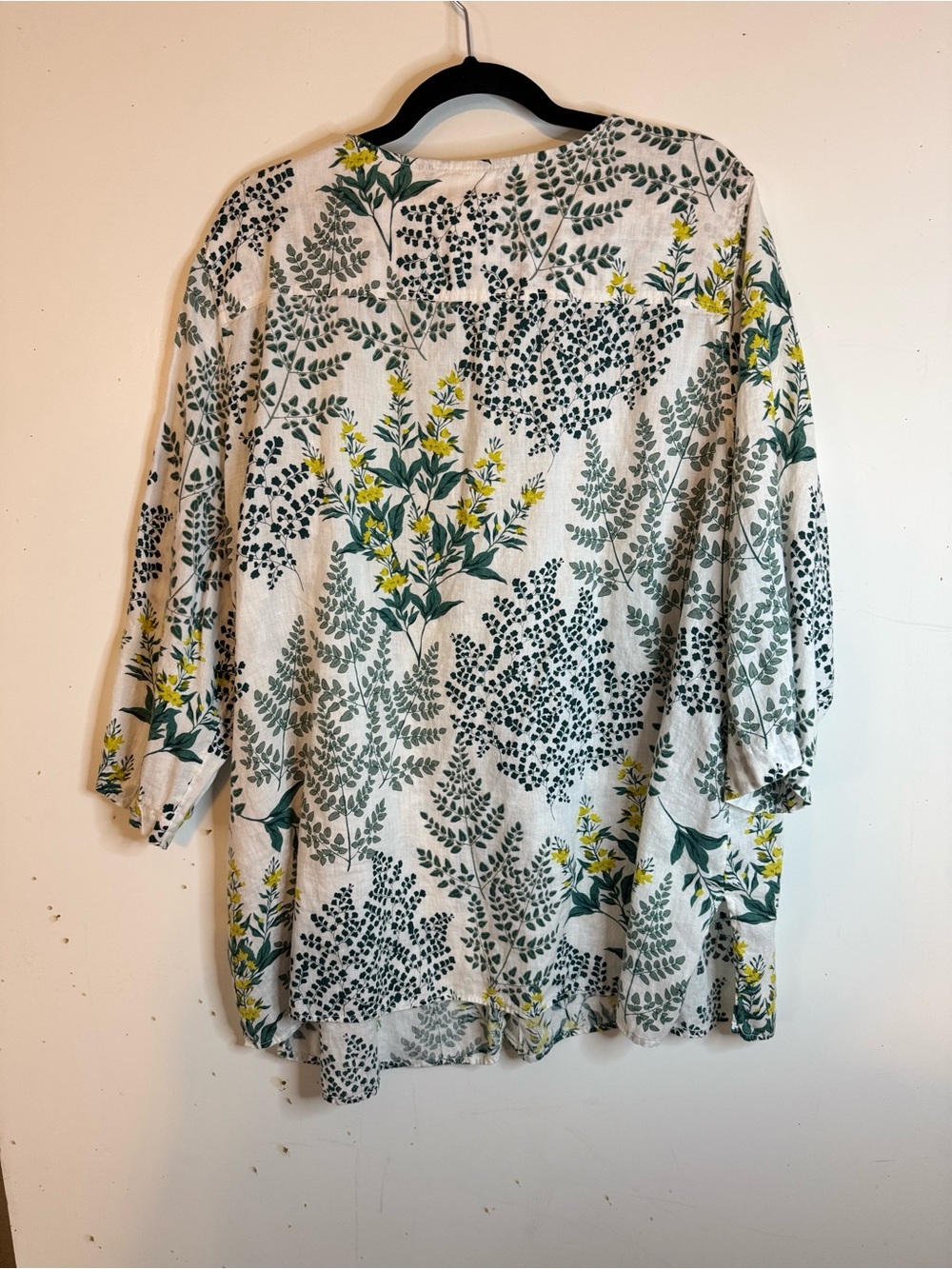 Cynthia Rowley Button-Front Tunic w/ Green, White, Yellow Floral PrintSz 3X Line - Picture 6 of 6